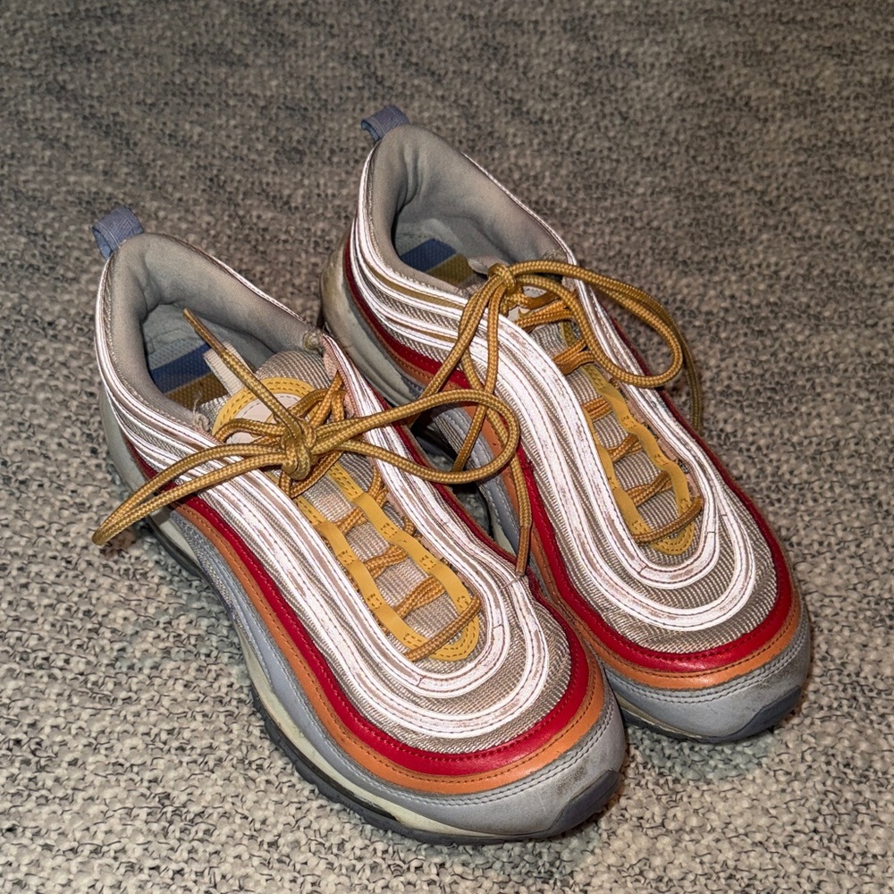 Nike Women's Sneakers - Red, Gray, and Gold